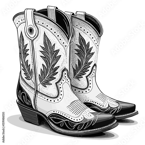 Vector Illustration of Cowboy Cowgirl Boots isolated on white