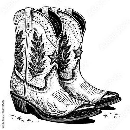 Vector Illustration of Cowboy Cowgirl Boots isolated on white