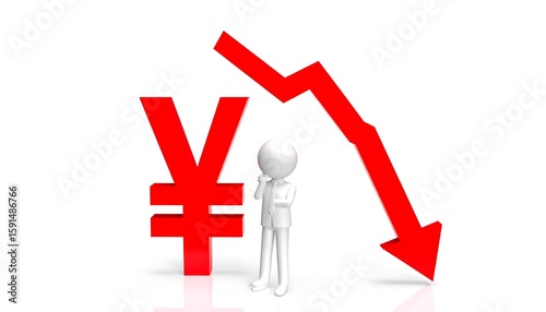 Yen devaluation with falling graph.
