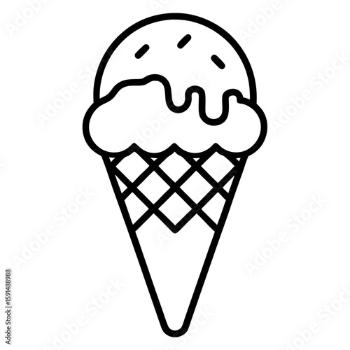 Ice Cream Cone Icon Vector | Generative AI Linocut Silhouette Design