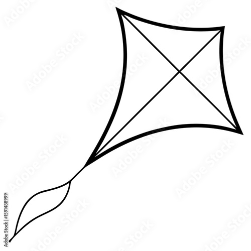 Kite Flying Icon Vector – Generative AI Linocut Silhouette Design