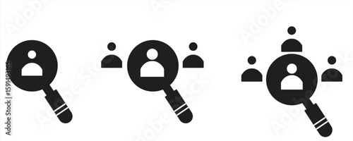 Job search icon, Recruitment icon, Find job vacancies, editable stroke, eps10 on white background, Vector illustration