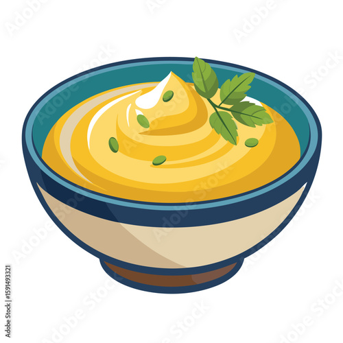 Creamy bowl of hummus with a drizzle of olive oil, savory and healthy, isolated on white.