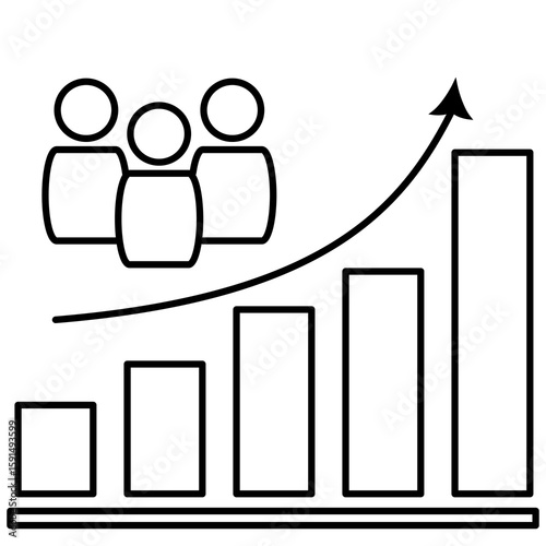 Population growth icon vector.  Increase social development, global demography, people evolution chart