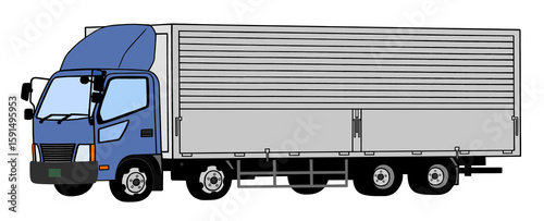 大型トラックのイラスト ｰ  ブルー系