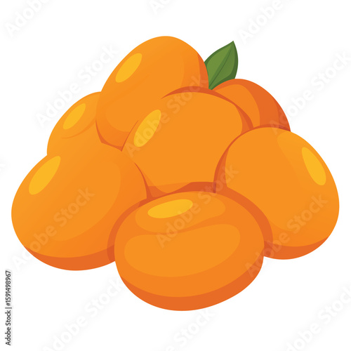 Sweet handful of dried apricots, chewy and golden, isolated on a white background.