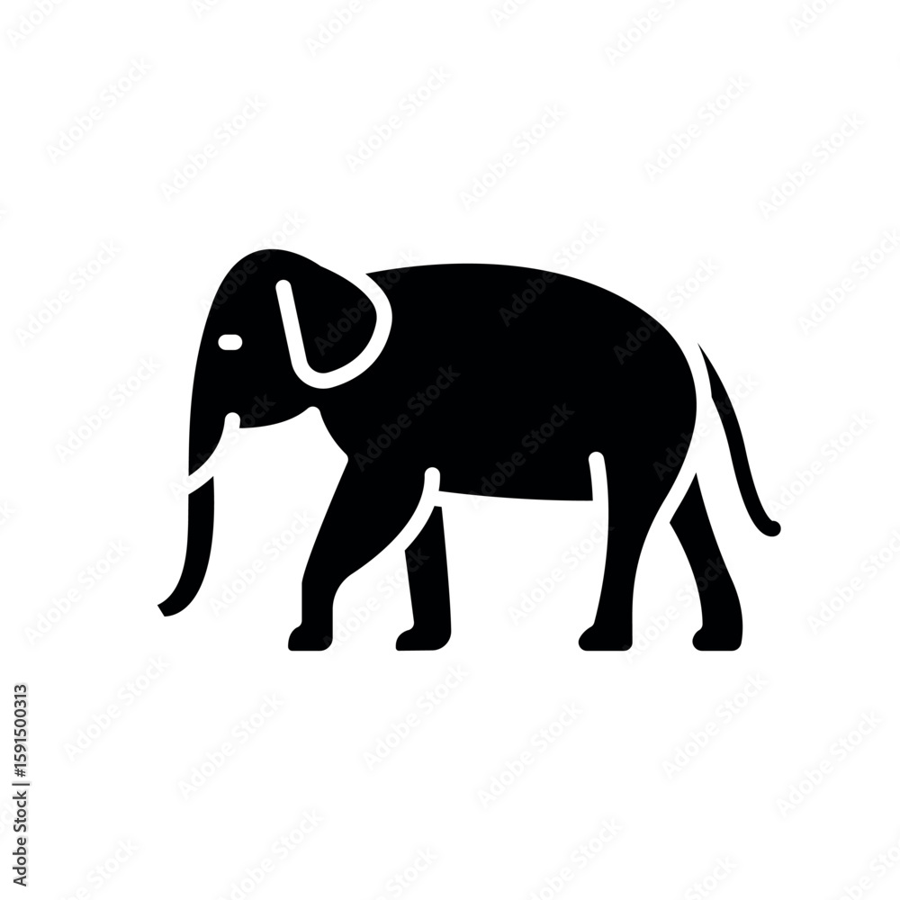 Fototapeta premium Elephant black flat icon for digital and print projects.
