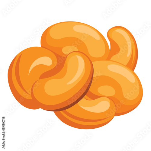 A handful of roasted cashews, a popular snack and ingredient, on a clean white background.