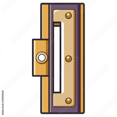 Door strike plate in gold finish for secure locking mechanism  