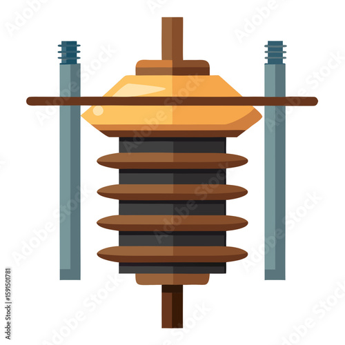 Insulator for electric fence in flat design style with bolts  