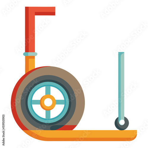 Pallet jack wheel in flat design with colorful elements  