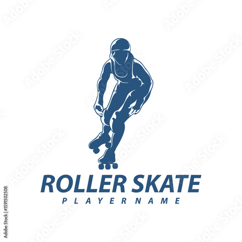 Roller Skate Player logo design vector. Silhouette Roller Skate Player Template Illustration.