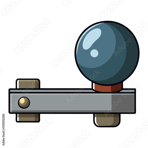 Trailer hitch ball with metal connector in cartoon style  