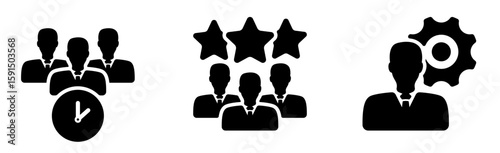  Business icons as expert team, business specialist, time managament Pro Vector