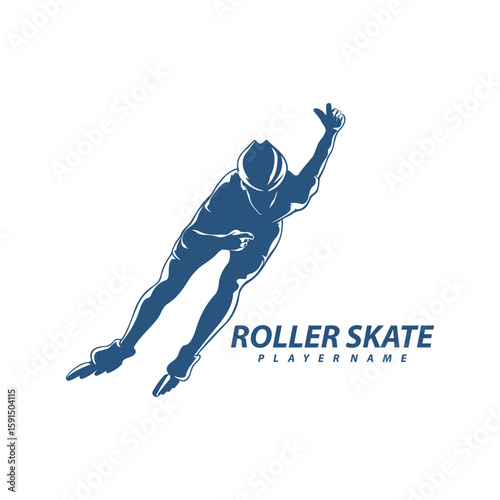 Roller Skate Player logo design vector. Silhouette Roller Skate Player Template Illustration.