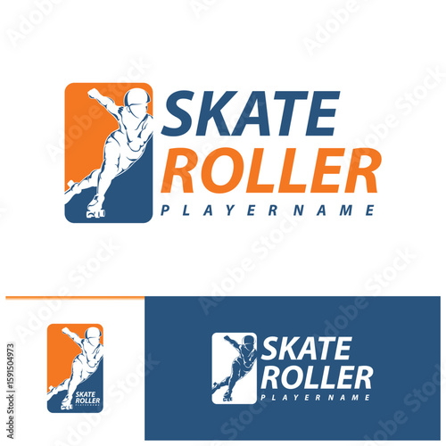 Roller Skate Player logo design vector. Silhouette Roller Skate Player Template Illustration.