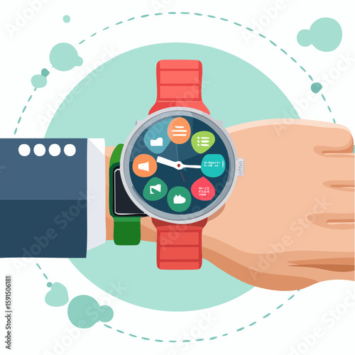 Wristwatch With Colorful App Icons