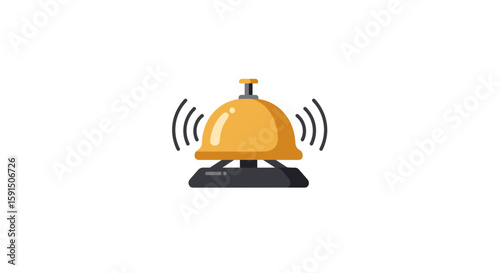  Ringing service bell in flat yellow minimalist style