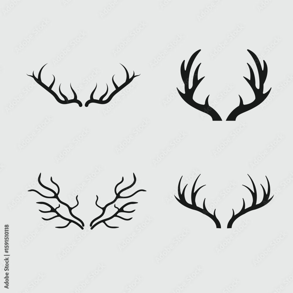 Naklejka premium deer antler silhouette vector collection
