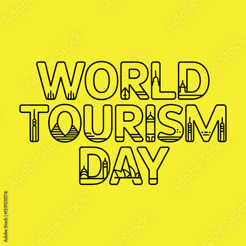 Modern Line Art Typography for World Tourism Day
