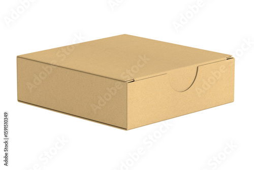 Cardboard box on white back...