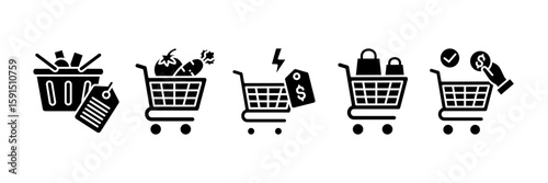 Shopping Icon Set Multiple Style Collection, Containing design Product, Shopping, Flash Sale, Shopping Frenzy, Cart Checkout