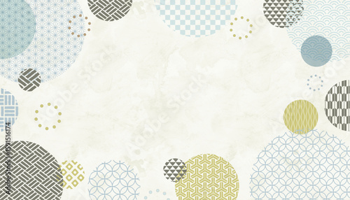 和柄のイラスト背景、和風フレーム