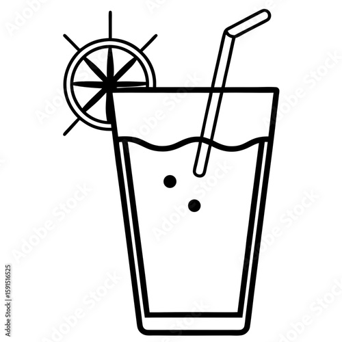 Summer Drink Icon Vector | Generative AI & Linocut Silhouette Design