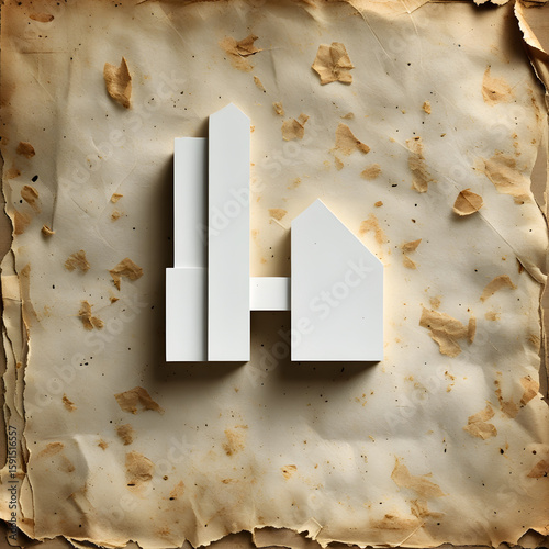 old paper on grunge wall buiding artitecture with paper