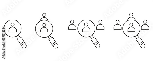 Job search line icon set, Recruitment icons, Find job vacancies, isolated on white background, Vector illustration

