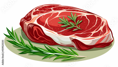 Fresh raw beef steak sirloin with rosemary  very beautiful