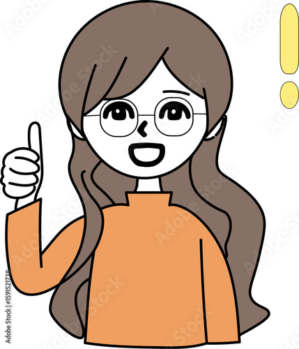 思いついたようにグッドポーズをする女性