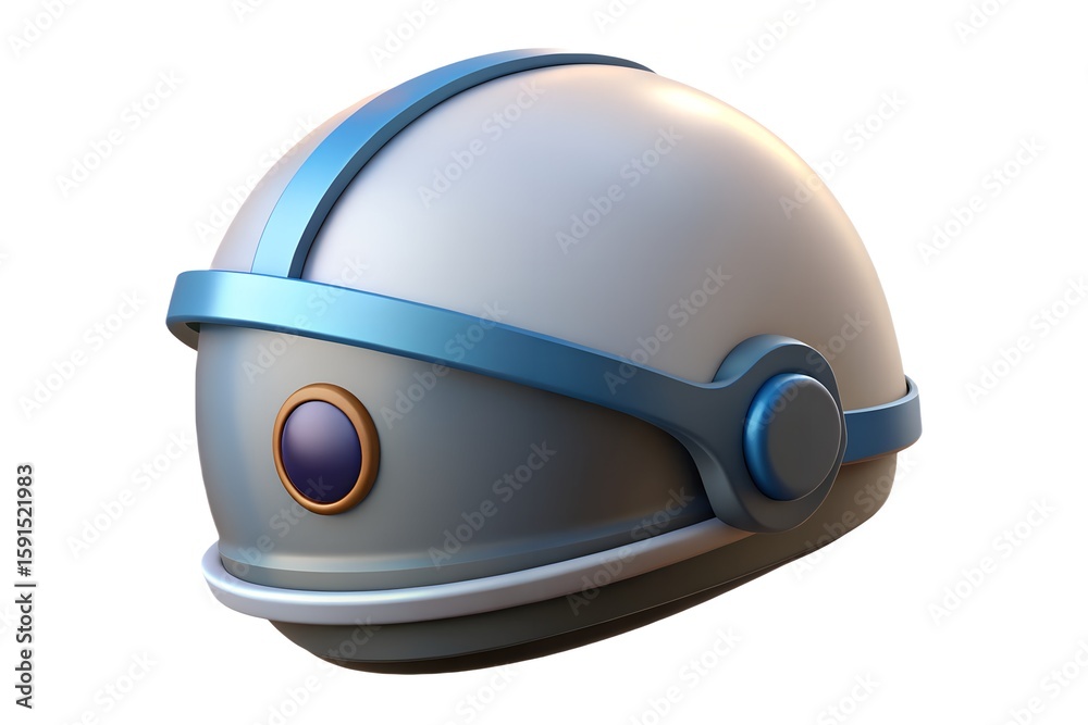Fototapeta premium Futuristic sci fi space helmet with blue accents and gemstone visor