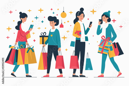 Holiday Shopping Illustration