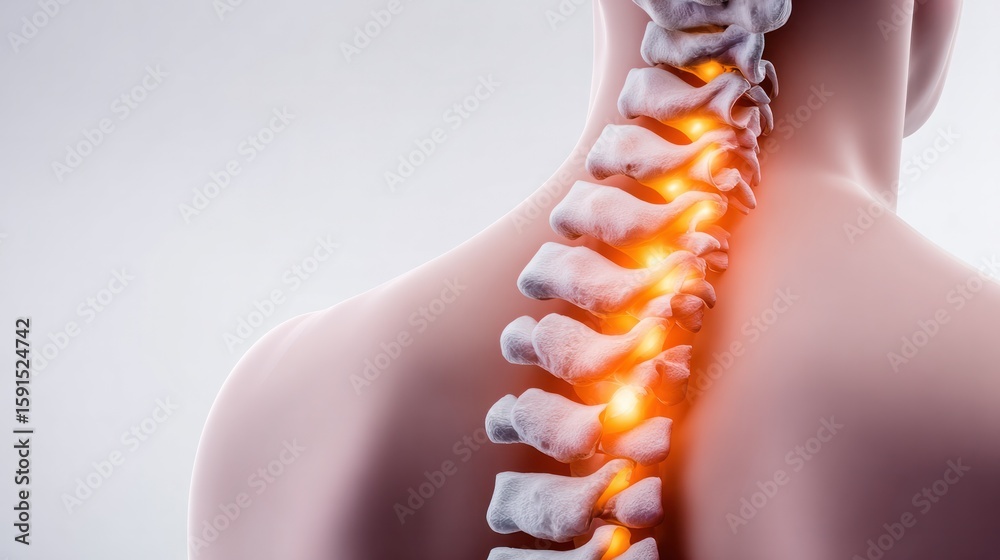 Fototapeta premium Lumbar Spine Anatomy: A close-up, medical-grade illustration of the human spine highlighting the intricate structure of the vertebral column.