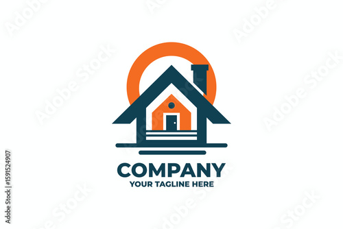 Blue Orange Real Estate of House Logo