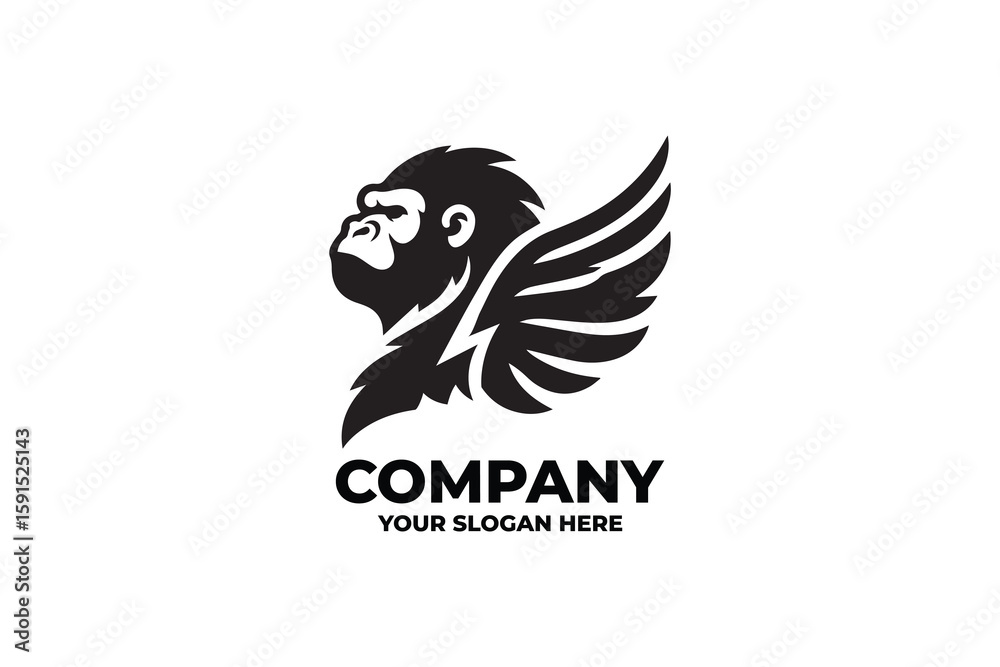 Obraz premium Flying Gorilla Monochrome Logo