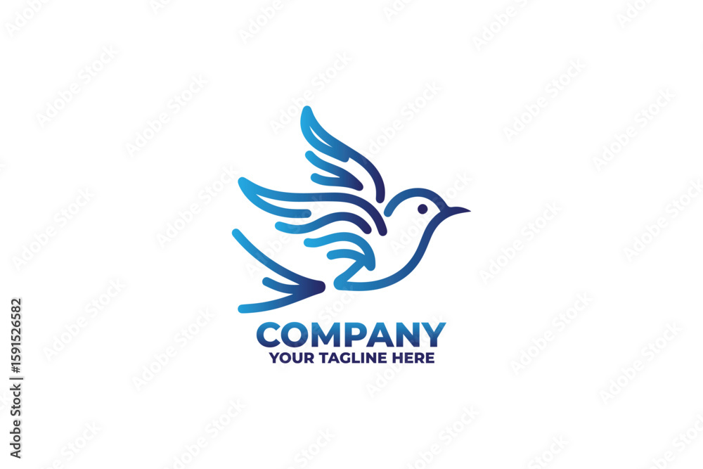 Fototapeta premium Modern Blue Bird Flat Design Logo