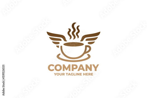Modern Coffee with wing Emblem