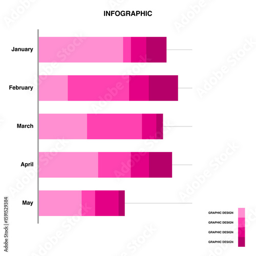 Horizontal Bar Chart Infographic,Monthly Data Visualization Design