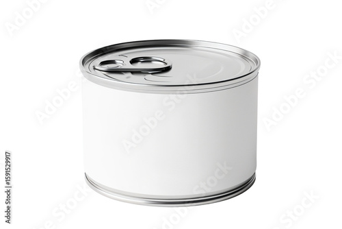 Blank white tin can isolated on transparent background