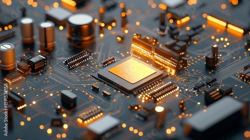 Exploring technological innovation circuit board close-up digital realm high-tech imagery futuristic environment macro view