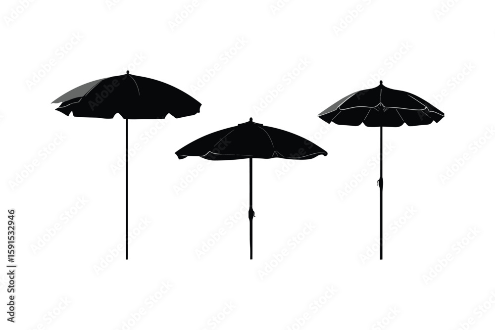 Obraz premium silhouette set of beach umbrellas with different angles