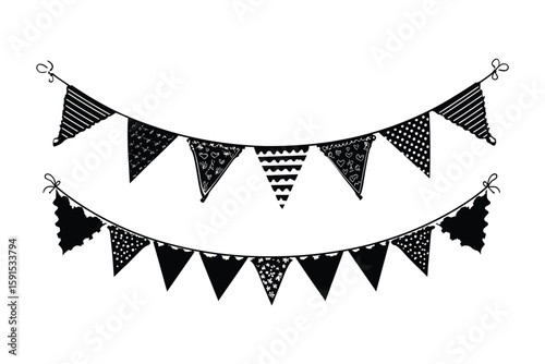 silhouette set of festive bunting garlands