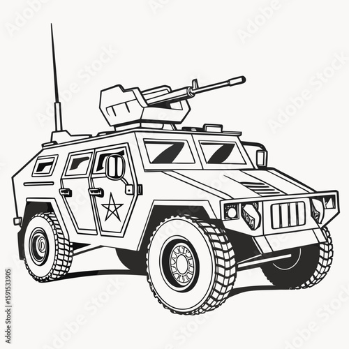 Armored military vehicle with mounted weapon armored vehicle transportation