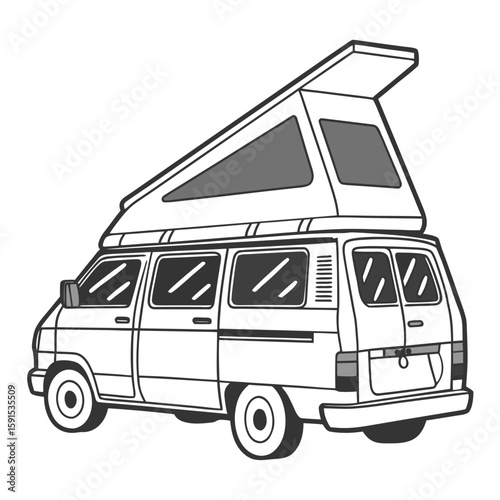 Compact camper van with pop top roof van life travel
