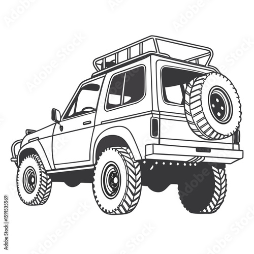 Compact off road vehicle with spare tire and roof rack compact SUV rugged tires