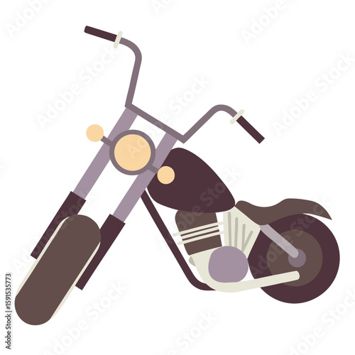 Custom chopper motorcycle with high handlebars and muted colors vehicle