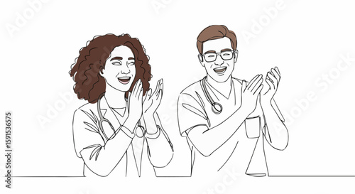 Two medical professionals clapping.