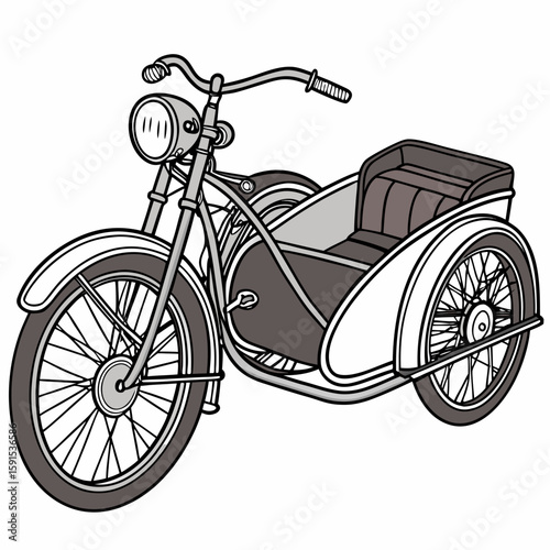 Classic motorcycle with sidecar vintage retro